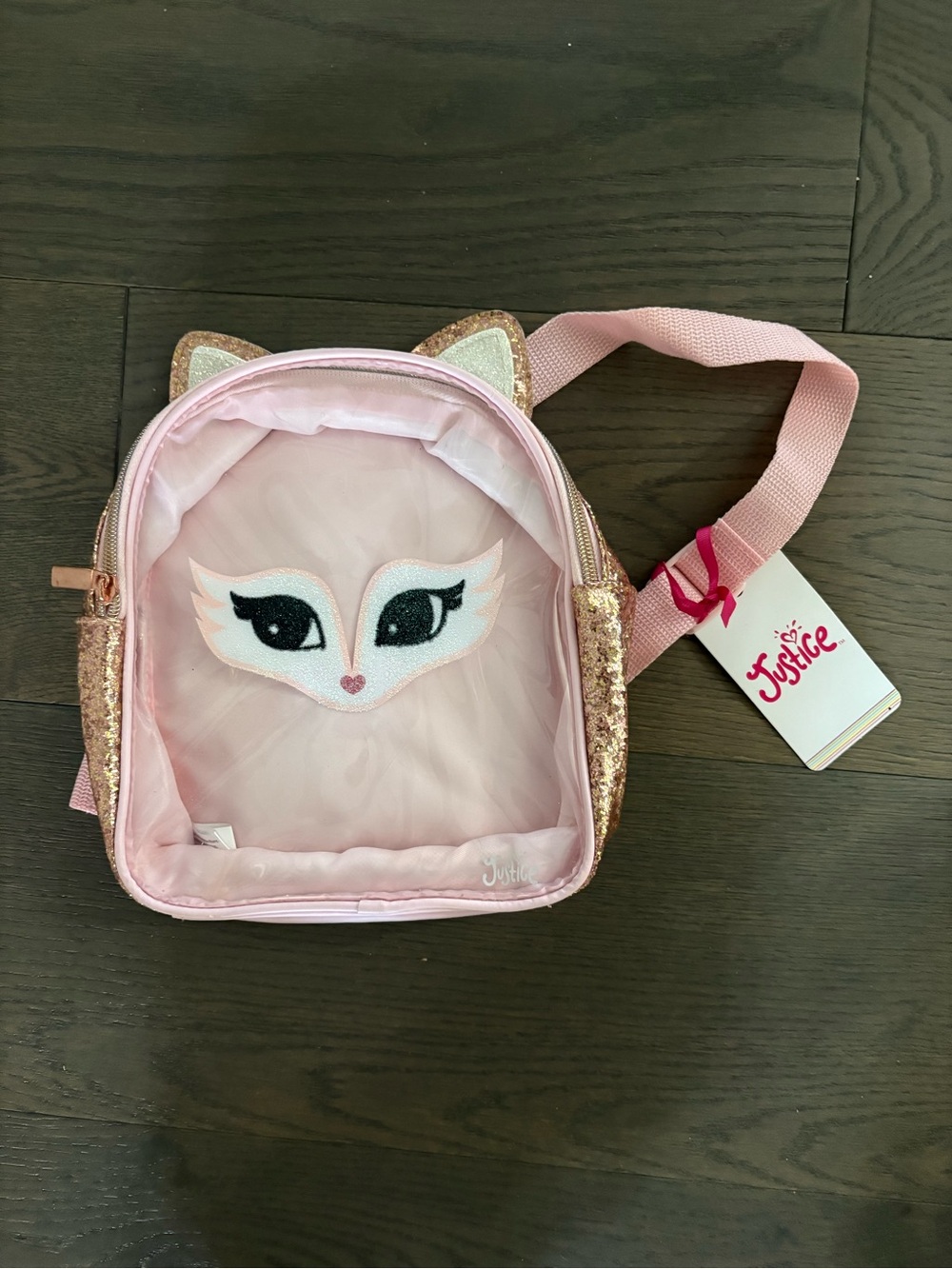 Justice girls pink fox mini backpack NWT ret $49